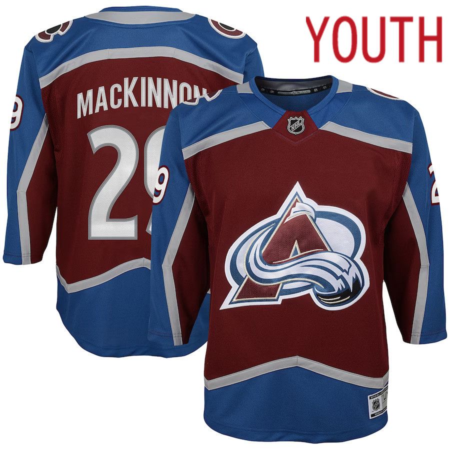 Youth Colorado Avalanche #29 Nathan MacKinnon Burgundy Premier Player NHL Jersey->customized nhl jersey->Custom Jersey